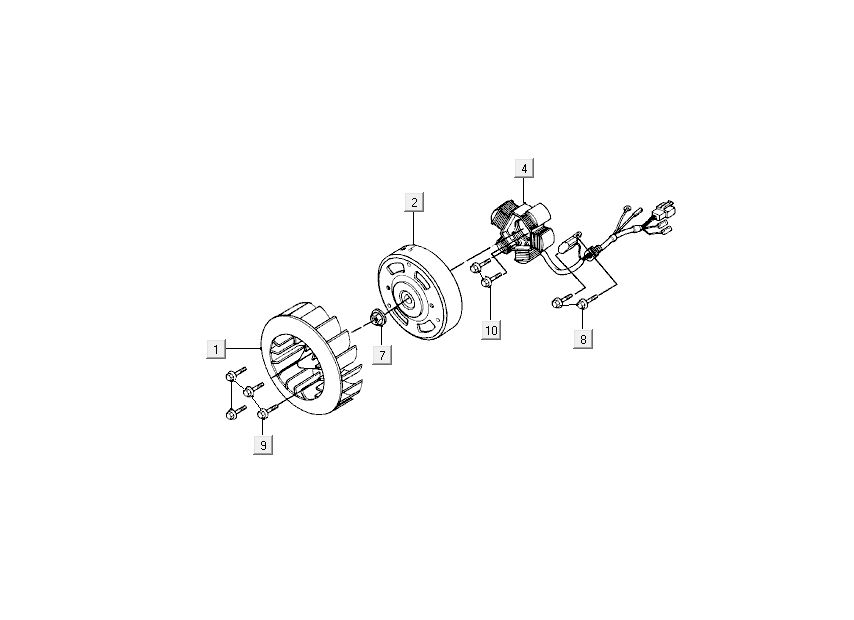 Ontsteking - Stator - Vliegwiel Kymco DJ 2-takt Zilver
