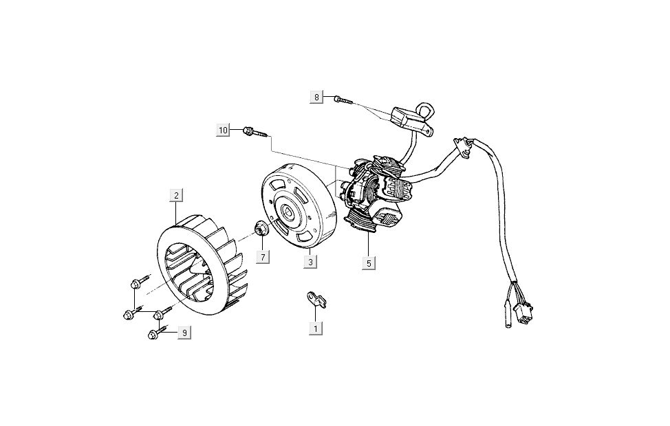 Ontsteking - Stator - Vliegwiel Kymco Super9 50 2-takt AC 2003-2007 zilver - zwart