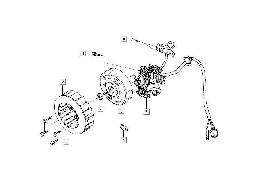 Ontsteking - Stator - Vliegwiel Kymco Super9 50 2-takt AC oud model zwart geel