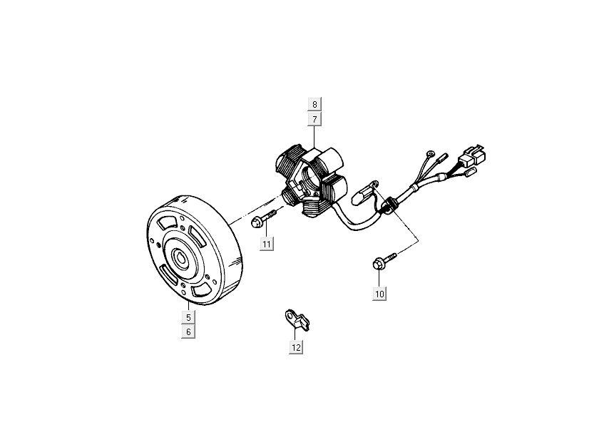 Ontsteking - Stator - Vliegwiel Kymco Super9 2-takt nieuw model zilver