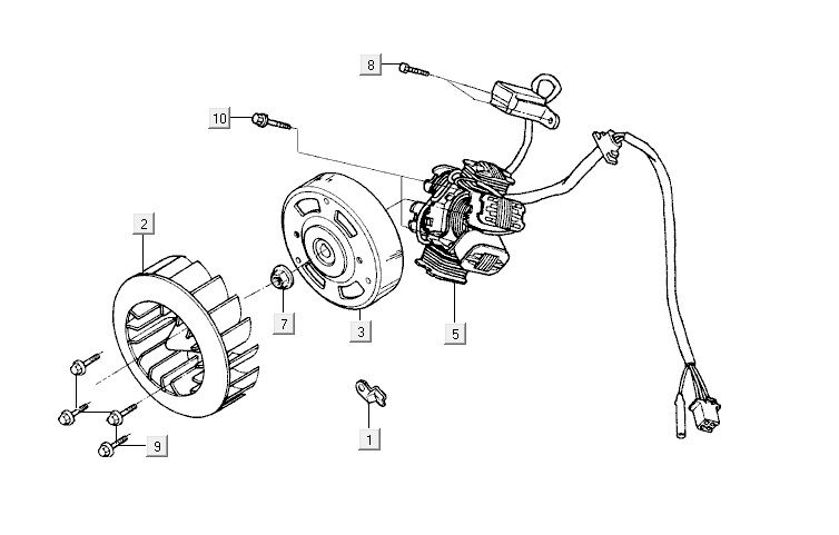 Ontsteking - Stator - Vliegwiel Kymco Vitality 50 2-takt AC pearl zilver
