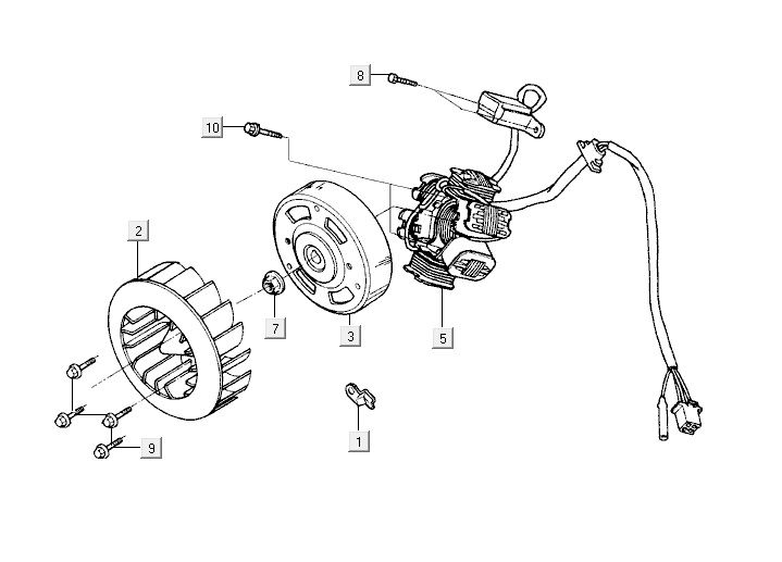 Ontsteking - Stator - Vliegwiel Kymco Yup 50 2-takt AC rood