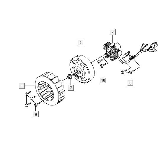 Ontsteking - Stator - Vliegwiel Kymco Yup 50 2-takt AC blauw-zilver