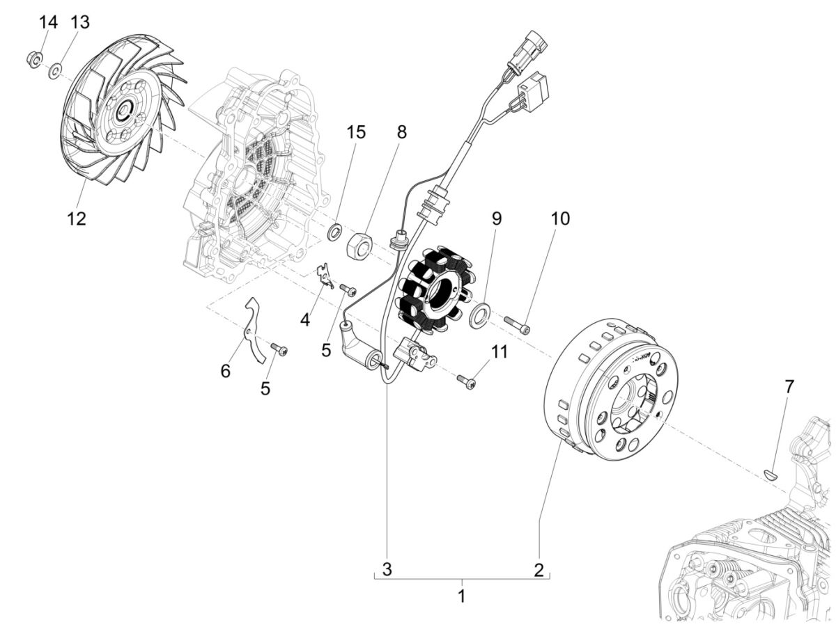 Ontsteking - Stator - Vliegwiel Piaggio Liberty 125 IGET 3V IE ABS Euro 4 2015-2019