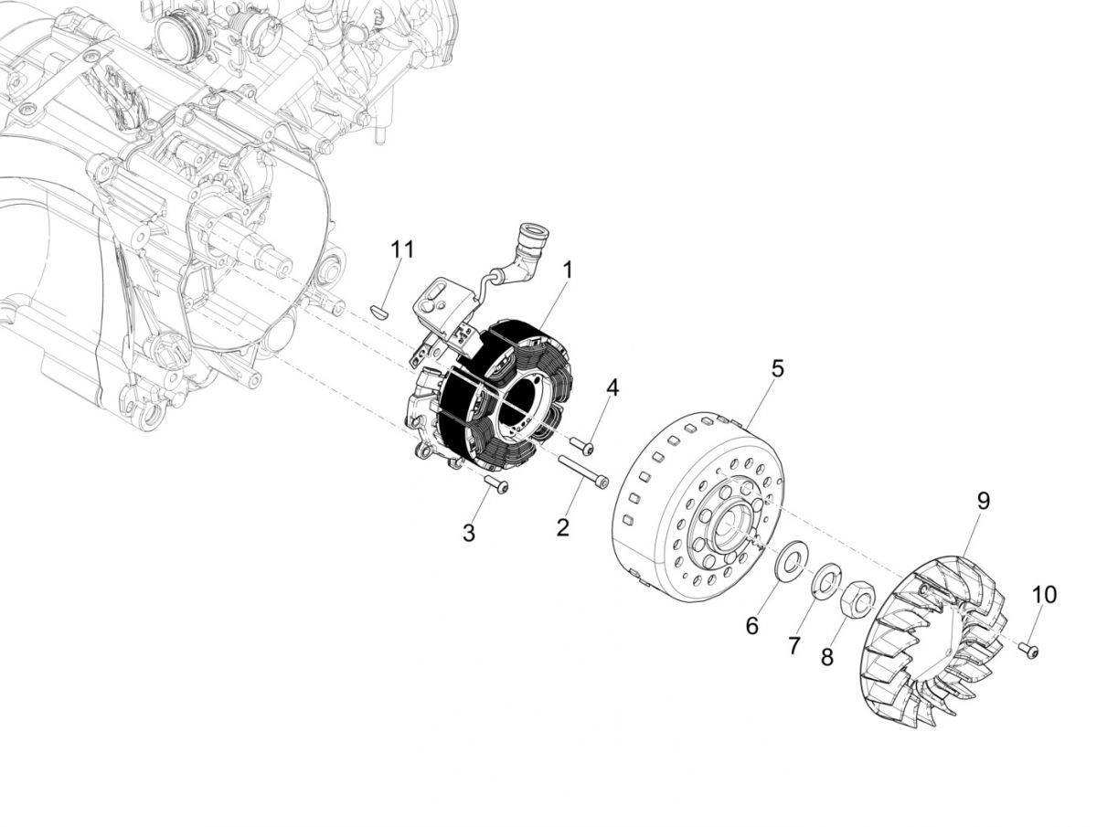 Ontsteking - Stator - Vliegwiel Piaggio Medley 125 IE ABS Euro 4 2016-2019