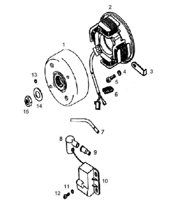 Ontsteking - Stator - Vliegwiel oud type Tomos Standaard