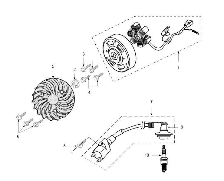 Ontsteking - Stator - Vliegwiel Peugeot Ludix pro 2-takt