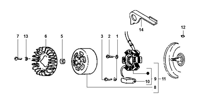 Ontsteking - Stator - Vliegwiel Piaggio Typhoon 50 2-takt AC 1998-2005