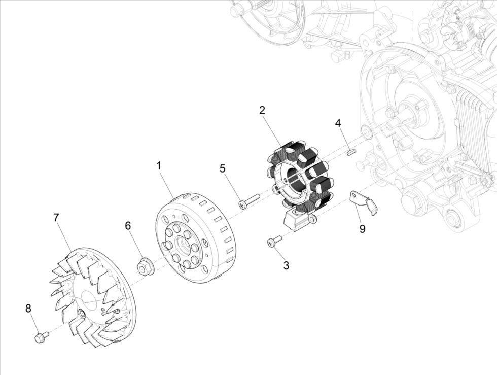 Ontsteking - Stator - Vliegwiel Piaggo Zip 50 4-takt IGET 3V Euro 5