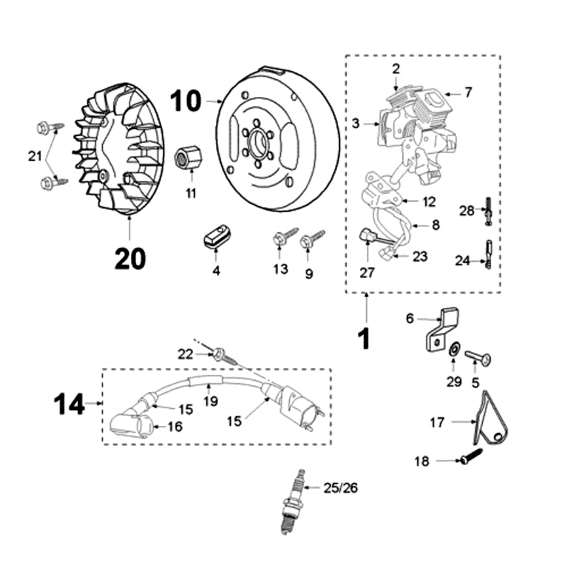 Ontsteking - Stator - Vliegwiel - Bobine - Bougie Peugeot Fox rood