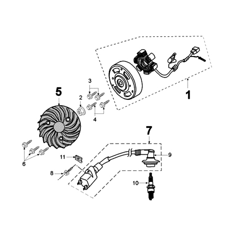 Ontsteking - Stator - Vliegwiel - Bobine - Bougie Peugeot Ludix 14 zwart