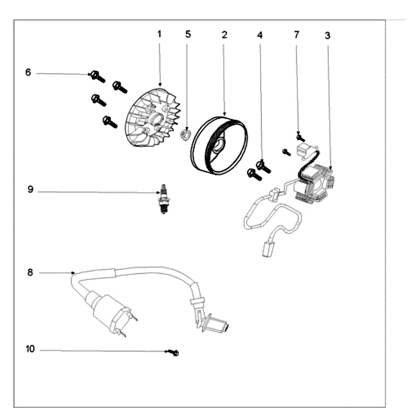 Ontsteking - Stator - Vliegwiel - Bobine - Bougie Peugeot Speedfight 3 50 4-takt AC Grijs