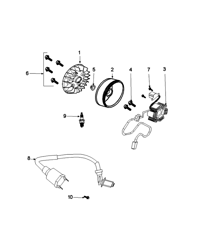 Ontsteking - Stator - Vliegwiel - Bobine - Bougie Peugeot Speedfight 4 50 4-takt AC Roodzwart