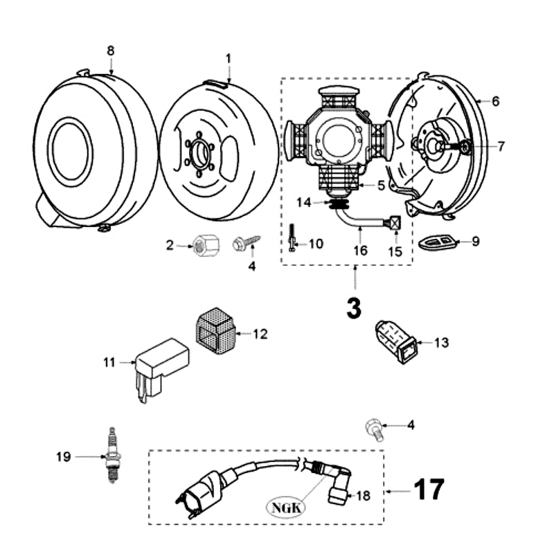 Ontsteking - Stator - Vliegwiel - Bobine - CDI - Bougie Peugeot Vogue Zwart