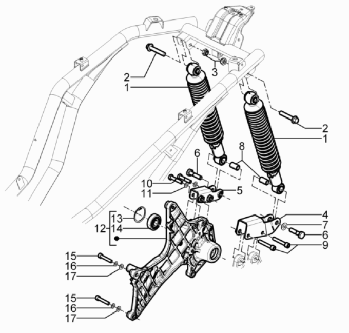 Schokbreker Piaggio Beverly 125 RST 4V Euro 3 2010-2015