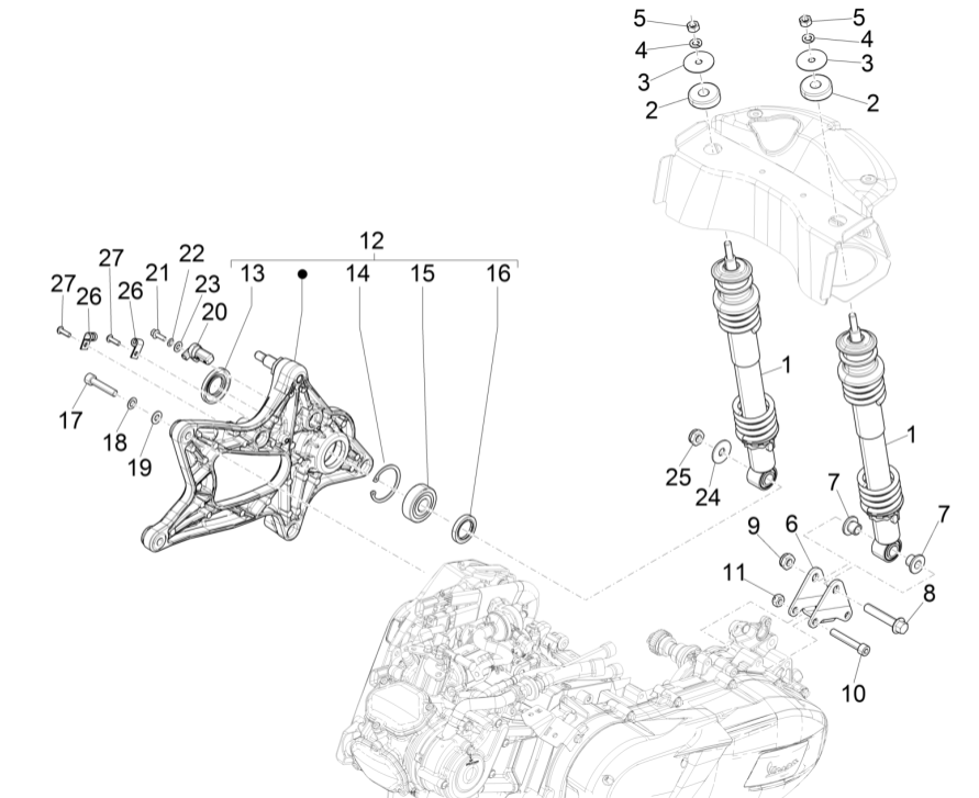Schokbreker Vespa GTS 125 IE ABS Euro 5 2021