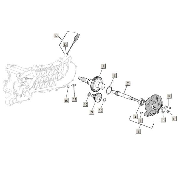 Vertanding - Overbrenging Aprilia Mojito Custom 50 2-takt (Piaggio motor) 2004-2010