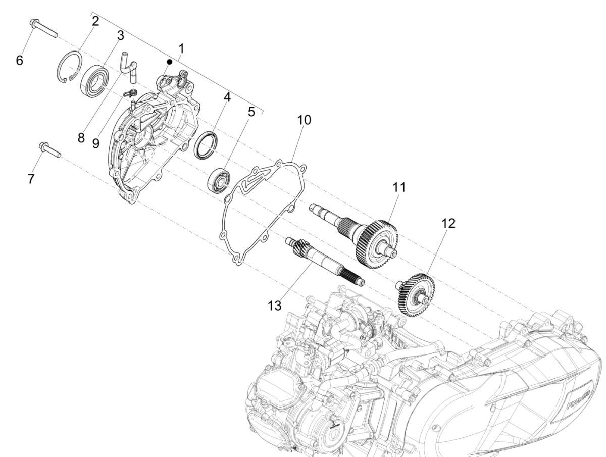 Vertanding - Overbrenging Piaggio Medley 125 IE ABS Euro 4 2016-2019