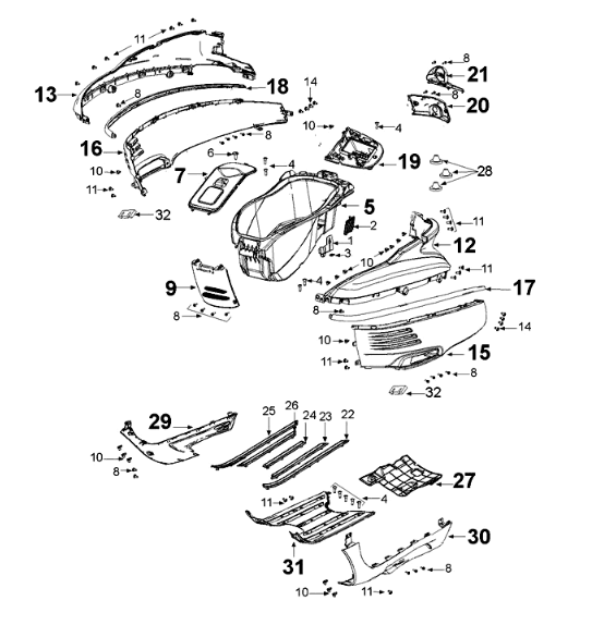 Panels Peugeot Django 125 EFI E4 2018-2020 ORANGE IS THE NEW BLACK (U1)