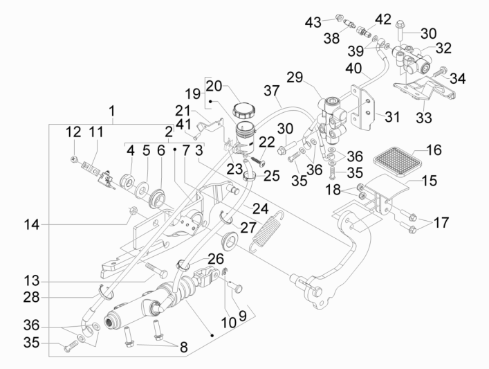 Rempomp - Rempedaal Piaggio MP3 300 LT Sport 2009-2014