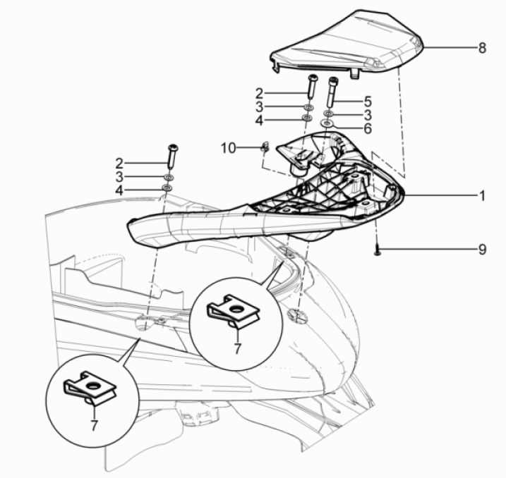 Achterdrager Piaggio Beverly 125 RST 4V Euro 3 2010-2015