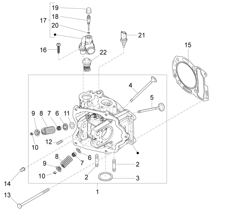Cilinderkop - Kleppen Piaggio Beverly 125 RST 4V Euro 3 2010-2015