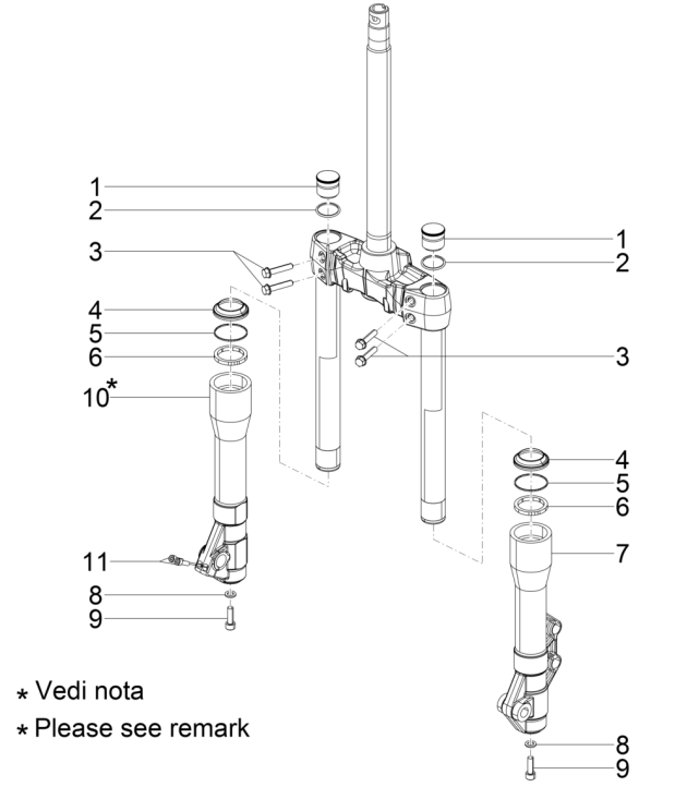 Voorvork onderdelen (Kayaba) Piaggio Beverly 125 RST 4V Euro 3 2010-2015