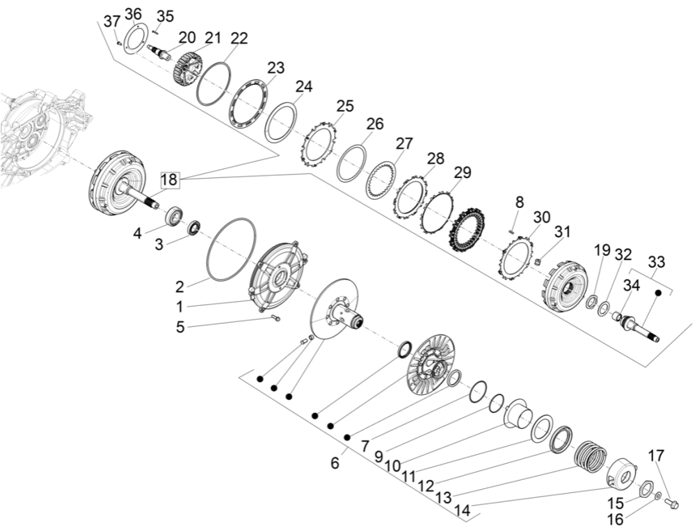 Koppeling Piaggio MP3 350 Maxi Sport ABS Euro 4 2018-2020