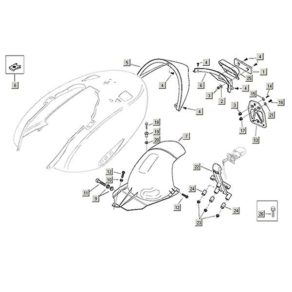 Achterspatbord - Kentekenplaathouder Aprilia Mojito Custom 50 2-takt (Piaggio motor) 2004-2010