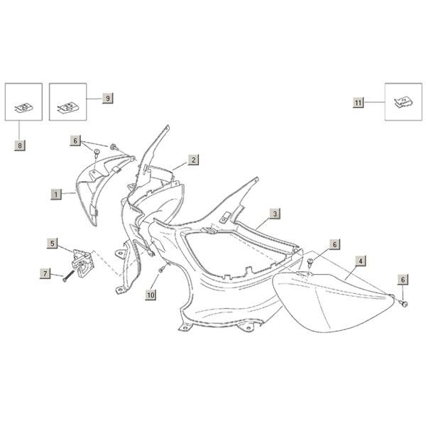 Beplating achterzijde Aprilia Habana 2-takt (Morini motor) 1999-2004