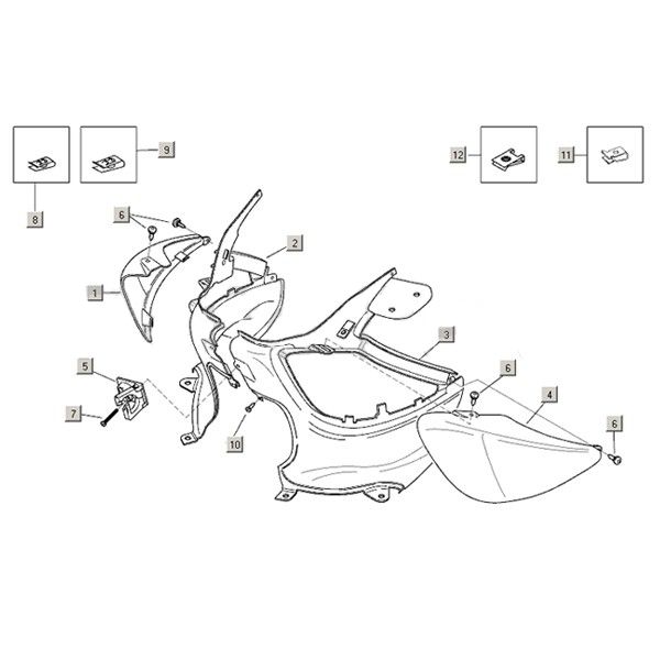 Beplating achterzijde Aprilia Mojito Custom 50 2-takt (Piaggio motor) 2004-2010