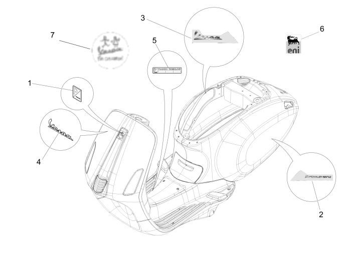 Emblemen - Stickers Vespa Primavera 50 4-takt 2V 25km/u
