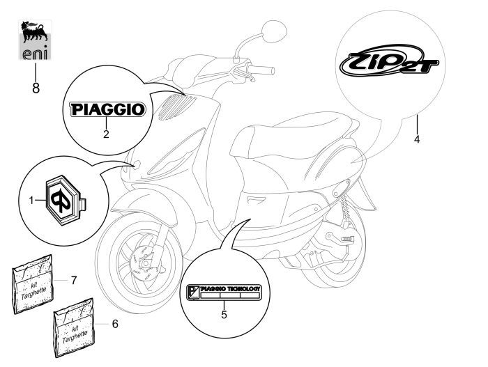 Emblemen - Stickers Piaggio Zip 2000 2-takt AC