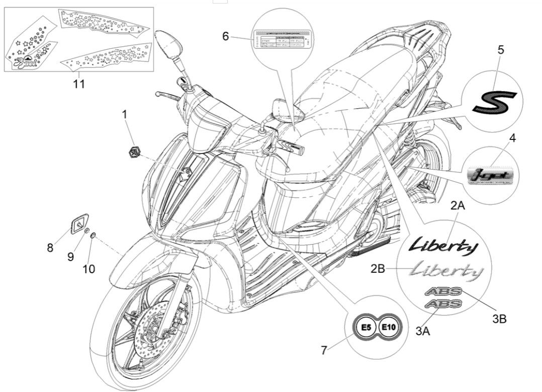 Emblemen - Stickers - Logo Piaggio Liberty 125 IGET 3V ABS Euro 5