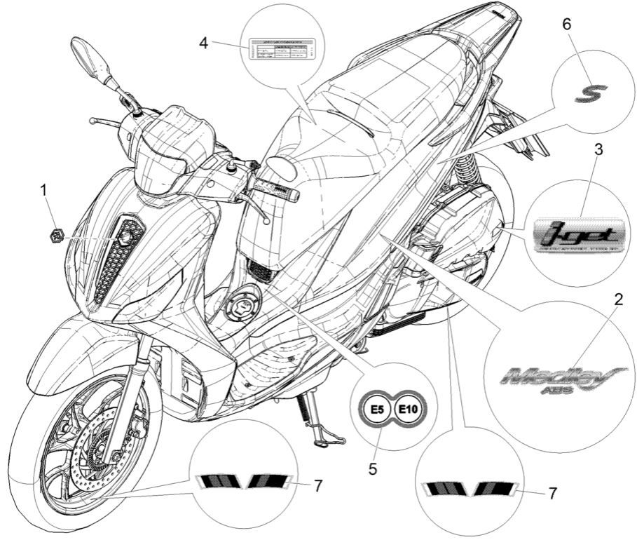 Emblemen - Stickers - Logo Piaggio Medley 125 ie ABS Euro 5 2021-2022