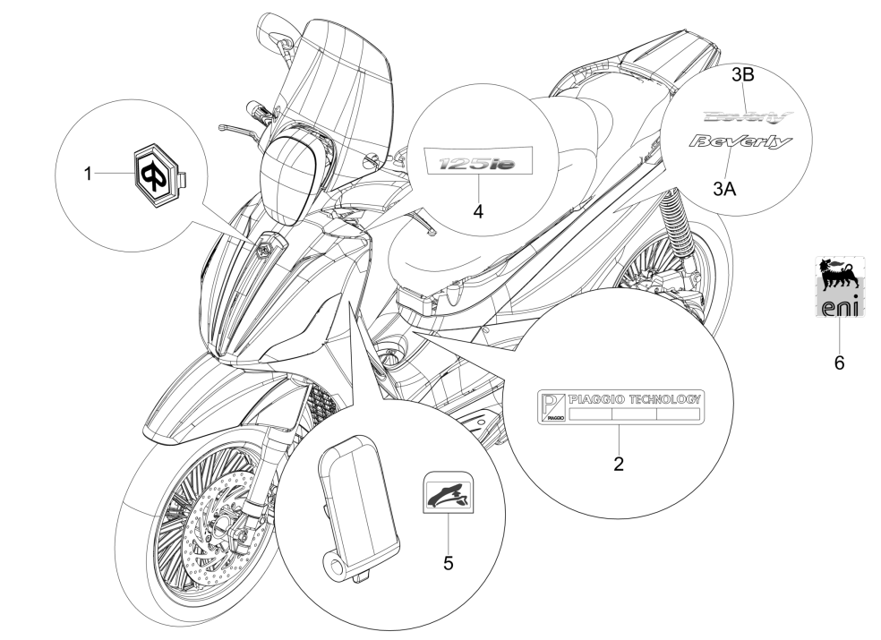 Emblemen - Stickers - Logo Piaggio Beverly 125 RST 4V Euro 3 2010-2015
