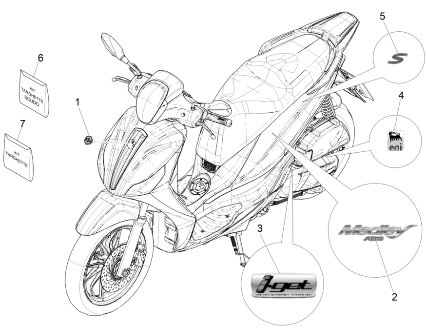 Emblemen - Stickers - Logo Piaggio Medley 150 IE ABS Euro 4 2016-2020