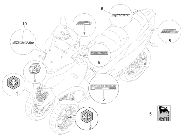 Emblemen - Stickers - Logo Piaggio MP3 500 LT Sport 2014-2016
