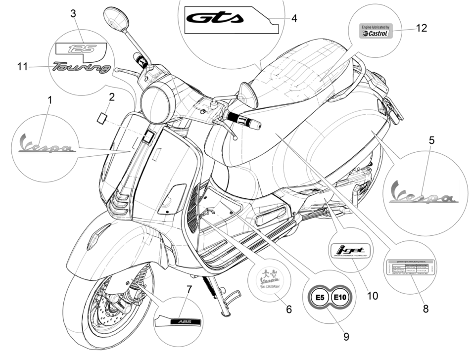 Emblemen - Stickers - Logo Vespa GTS 125 IE ABS Euro 5 2021