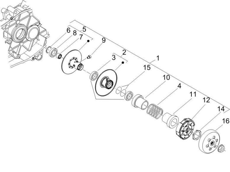 Koppeling - Koppelingshuis Piaggio Zip 2000 2-takt AC