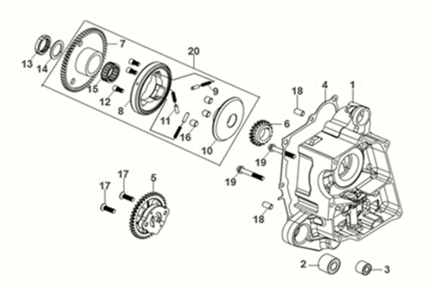 R. crank case-oil pump assy Sym X-Pro 50 E5