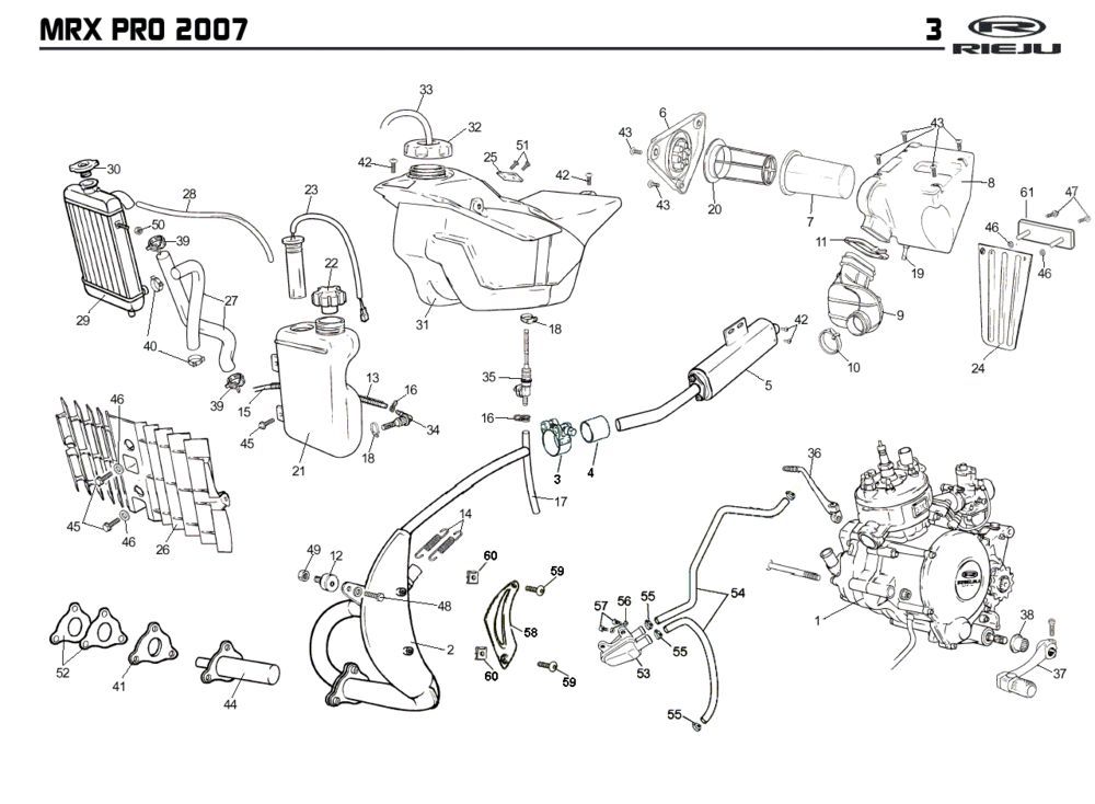Radiateur - Koelsysteem - Uitlaat - Benzinetank Rieju MRX pro oranje 2008 2-takt