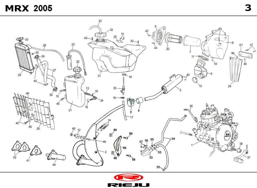 Radiateur - Koelsysteem - Uitlaat - Benzinetank Rieju MRX zwart 2006 2-takt