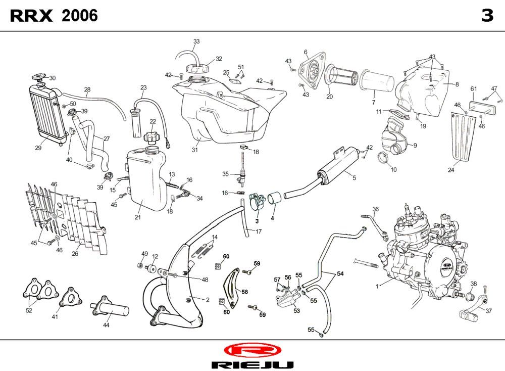 Radiateur - Koelsysteem - Uitlaat - Benzinetank Rieju RRX zwart 2009 2-takt
