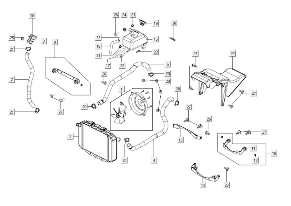 Radiateur - Koelsysteem Kymco Xciting 400i Geel