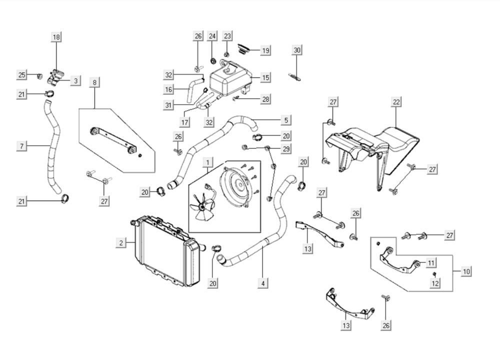 Radiateur - Koelsysteem Kymco Xciting 400i matzwart