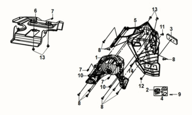 Rear fender/ rear inner fender Sym E-XPRO 45KM/U 2020-2021