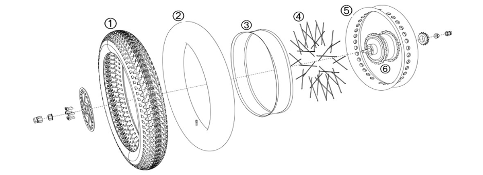 Rear wheel set Yadea Trooper 01 Fatbike