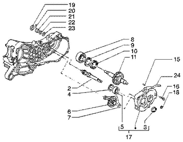 Vertanding - Overbrenging Piaggio Liberty 4-takt ←2006