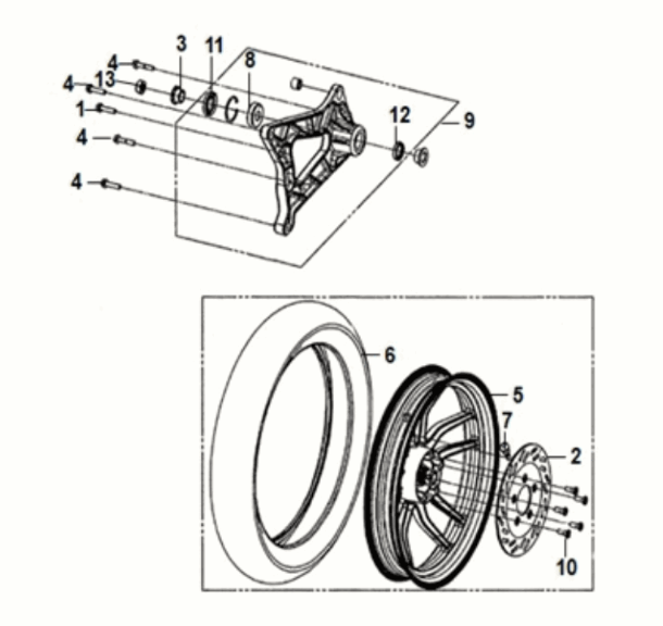Rear wheel Sym Jet 14 125I LC E5 2021-2024